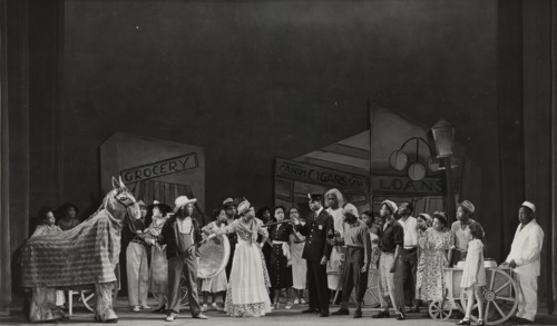Clarence Yates and Francina Scott in a grotesque ballet dance, 1937.