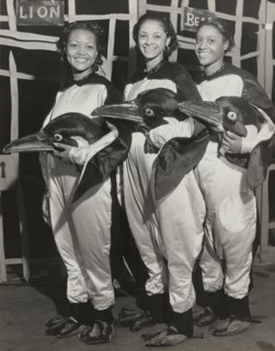 Dorothy Jones, Libby Robinson, and Ruth Moore as penguins, 1937.