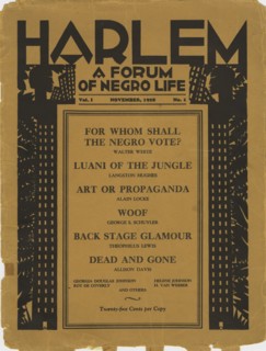 Harlem: a forum of Negro life, vol. 1, no. 1, cover, 1928-11.