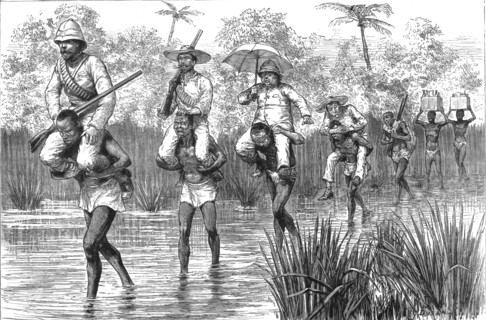 ''Shooting in West Africa -- Through a Mangrove Swamp', 1890. Creator: Unknown.