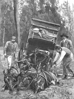 ''"Mired" -- Travelling under difficulties in Tasmania', 1890. Creator: Unknown.