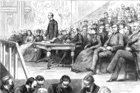 ''The Persecution of the Jews in Russia -- Meeting at the Guildhall', 1890. Creator: Unknown.