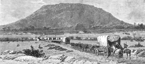 ''The Pioneer Corps of the British South Africa Co's Forces on their way to Mashonaland; Crossing th Creator: Unknown.