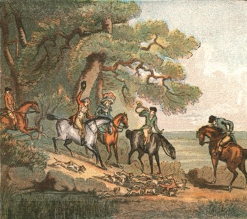 ''Old Fashioned Sporting Pictures, and the Road to Bygone Days; Fox Hunting -1887--The Kill', 1890. Creator: Thomas Rowlandson.
