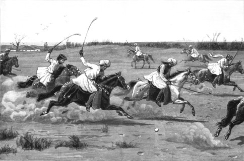''The Home of Polo - Natives of Manipur playing the National Game', 1891. Creator: Unknown.