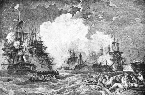 ''Battle of the Nile, August 1, 1798, after J.P.de Loutherbourg, R.A.,1891. Creator: Philip James de Loutherbourg.
