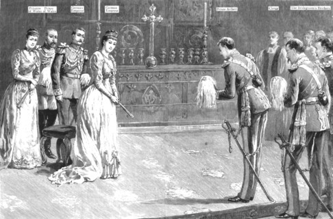 'The Marriage of HRH Princess Louise of Schleswig-Holstein and HH Prince Aribert of Anhalt, 1891. Creator: Unknown.