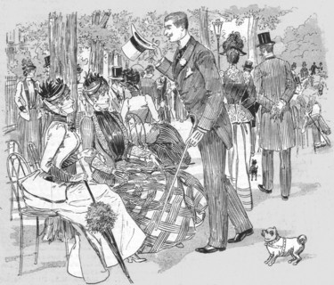 The Paris Season - drawn by Mars; Morning Gathering at the Petite Plage', 1891