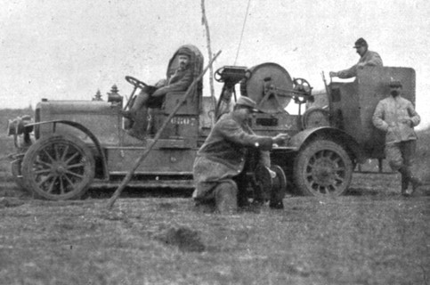 'La "Saucisse"; L'observateur et son travail. Le treuil sur automobile', 1916. Creator: Unknown.