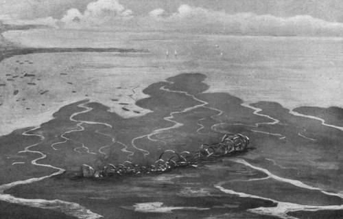 'Trois Zeppelins detruits en trois jours. Le "LZ85" a l'embouchure du Vardar..., 1916. Creator: Unknown.
