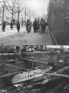 'La capture d'un sous-marin allemand; en haut, le commandant en second bonne garde..., 1916. Creator: Unknown.
