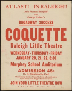 Coquette, Raleigh, NC, 1937. Creator: Unknown.