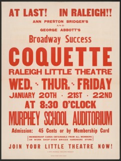 Coquette, Raleigh, NC, 1937. Creator: Unknown.