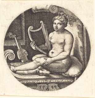 Woman with a Harp, 1544. Creator: Georg Pencz.