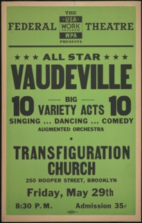 Vaudeville, New York, [1930s]. Creator: Unknown.