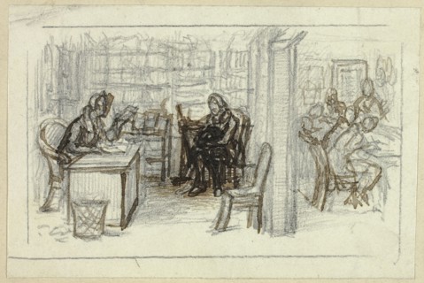 View of Library, n.d. Creator: George Cattermole.