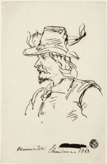 Head of a Cavalier, 1863. Creator: Harrison Weir.