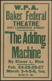 The Adding Machine, Denver, 1938. Creator: Unknown.