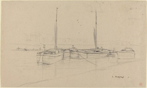 Boats on River with Masts. Creator: Charles Meryon.