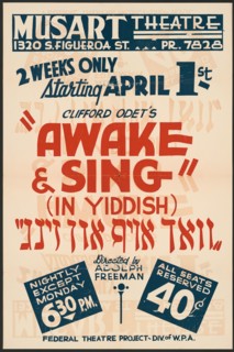 Awake and Sing, Los Angeles, 1937. Creator: Unknown.