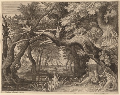 Stag Hunt near a Pool. Creator: Aegidius Sadeler II.