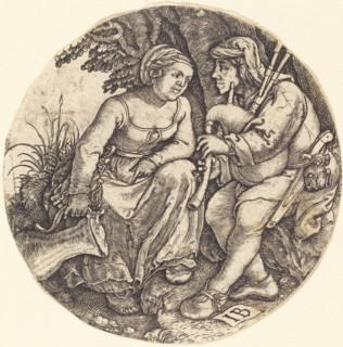 Bagpipe Player with His Lover. Creator: Master I. B..