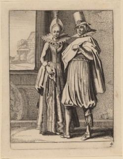 Two Figures in Costume. Creator: Jan van de Velde II.