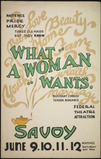 What a Woman Wants, San Diego, 1938. Creator: Unknown.