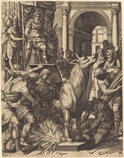 The Brazen Bull of Phalarus. Creator: Pierre Woeiriot.