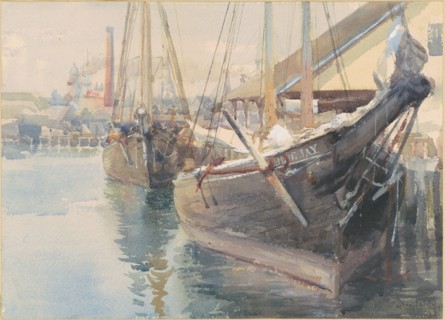 Ships at the Dock, 1893. Creator: Dora Louise Murdoch.