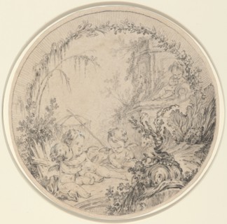 Three Putti with a Fishing Net. Creator: Charles Eisen.