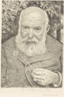 Self-Portrait VI with Flower, 1909. Creator: Hans Thoma.