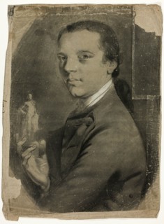 Young Man Holding Statuette, 1760. Creator: John Russell.
