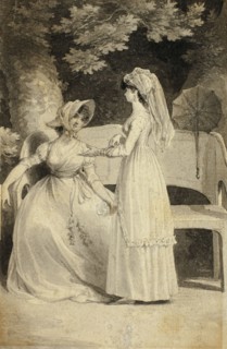 Two Women in a Garden, 1795/97. Creator: Richard Corbould.