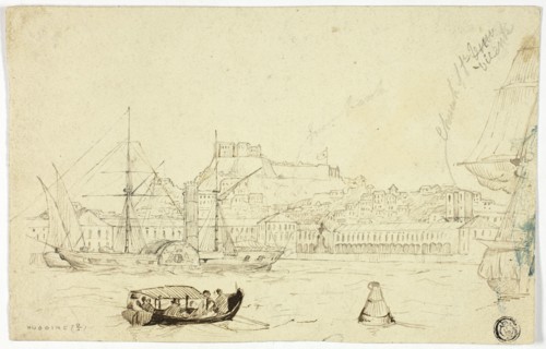 Seaport with Fortress, n.d. Creator: William John Huggins.