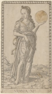 Urania, c. 1465. Creator: Master of the E-Series Tarocchi.