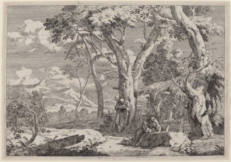 Wilderness Landscape with Two Monks. Creator: Marco Ricci.