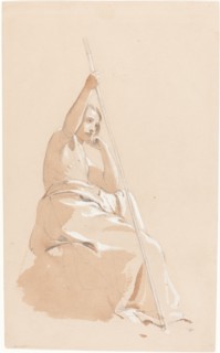 Seated Youth with a Staff, c. 1815. Creator: William Etty.