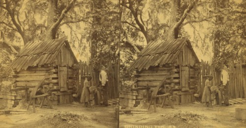 Grinding the axe, (1868-1900?). Creator: O. Pierre Havens.