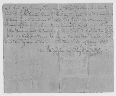 Declaration of manumission, 1807-05-06.  Creator: Unknown.