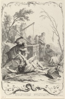 Moses Striking a Shepherd, c. 1745. Creator: Joseph Wagner.