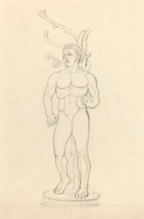 Statue of a Male Nude before a Tree. Creator: John Flaxman.
