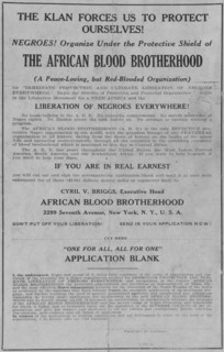 The African Blood Brotherhood, 1918-1922. Creator: Unknown.