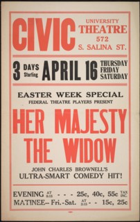 Her Majesty the Widow, Syracuse, NY, 1936. Creator: Unknown.
