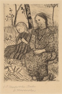 Two Peasant Girls, c. 1900. Creator: Paula Modersohn-Becker.