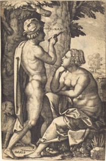 Paris Writing Words of Love to Oenone. Creator: Georg Pencz.