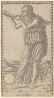 Melpomene, c. 1465. Creator: Master of the E-Series Tarocchi.