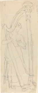 Woman Playing a Harp (Lavinia Banks?). Creator: John Flaxman.
