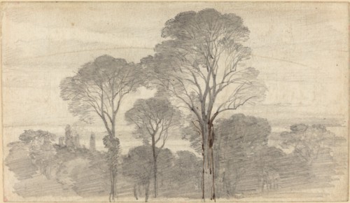 An Evening Landscape with Tall Trees. Creator: Birket Foster.