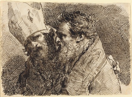 Heads of Two Bishops, 1770s-1780s. Creator: Gaetano Gandolfi.